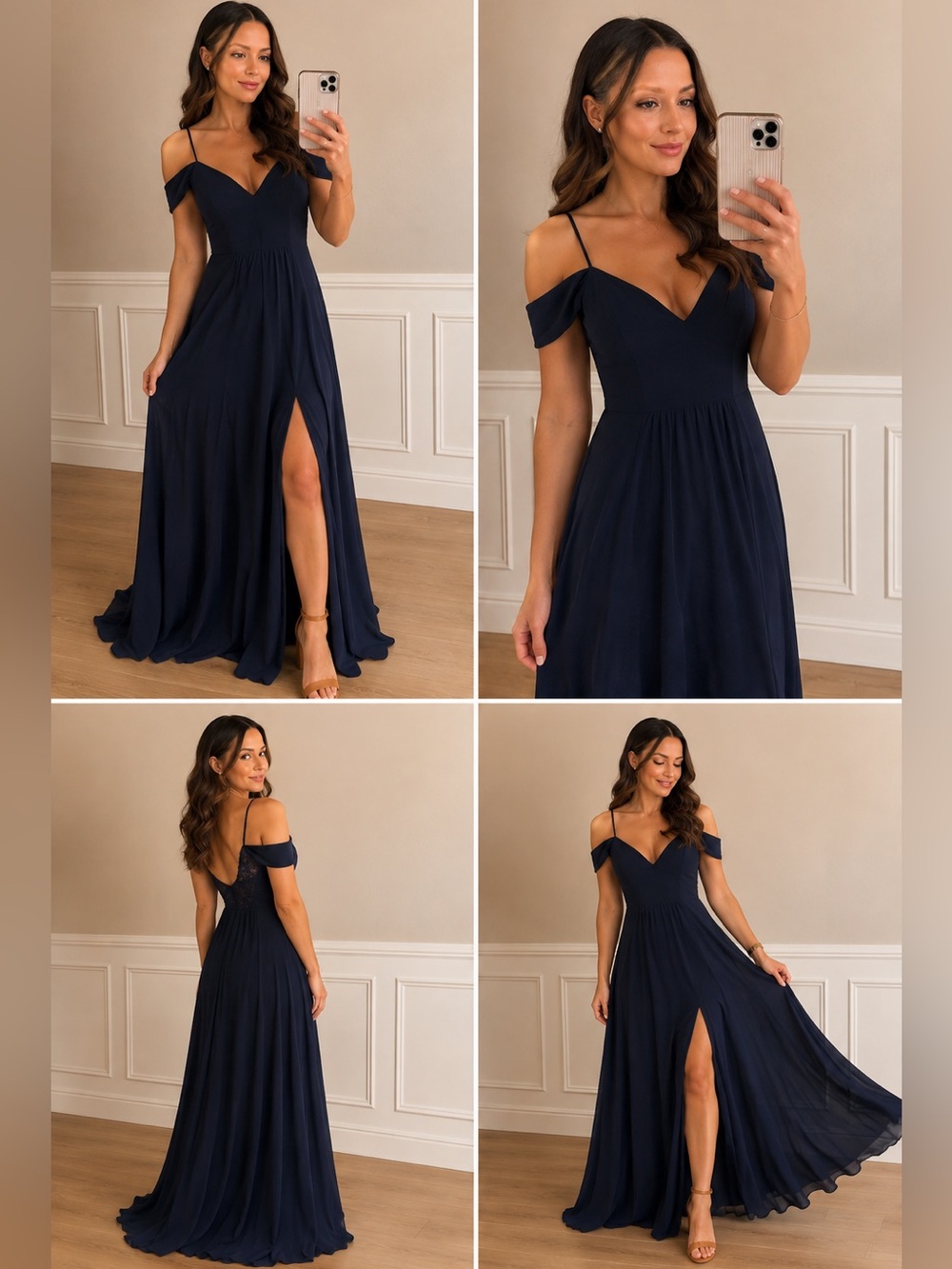 Lulu’s Spread the Romance Navy Off Shoulder Maxi Dress XS